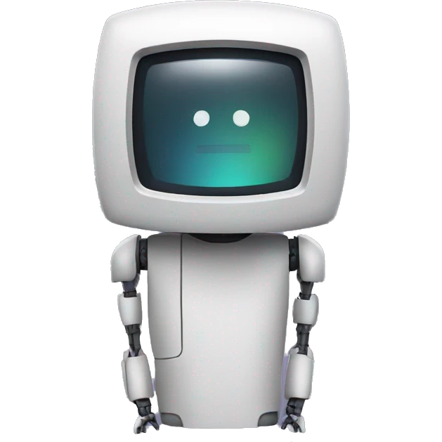person with a tv instead of head with frendly robot face emoji