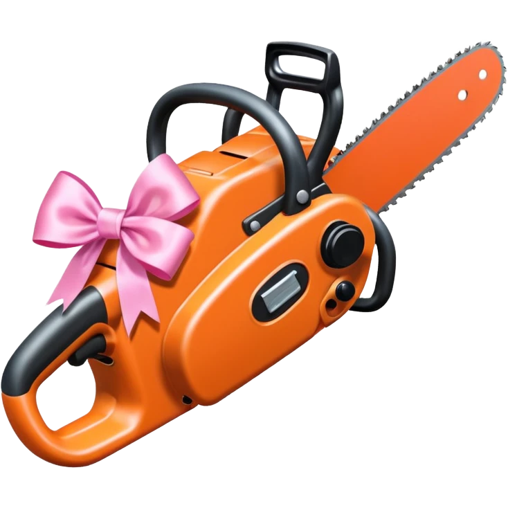 realistic chainsaw with a pink bow emoji