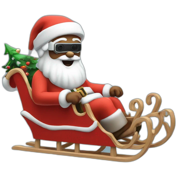 Santa in sledge in vr headset emoji