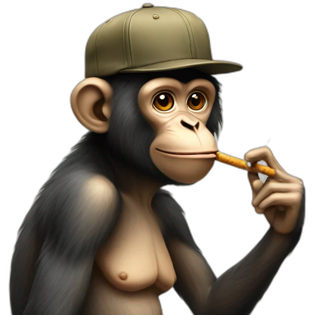 monkey with a cap smoking emoji