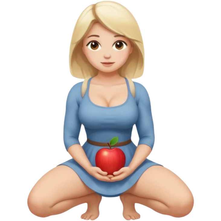 busty blonde woman, safe for work, kneeling in a squat, modest pose, apple emoji style emoji