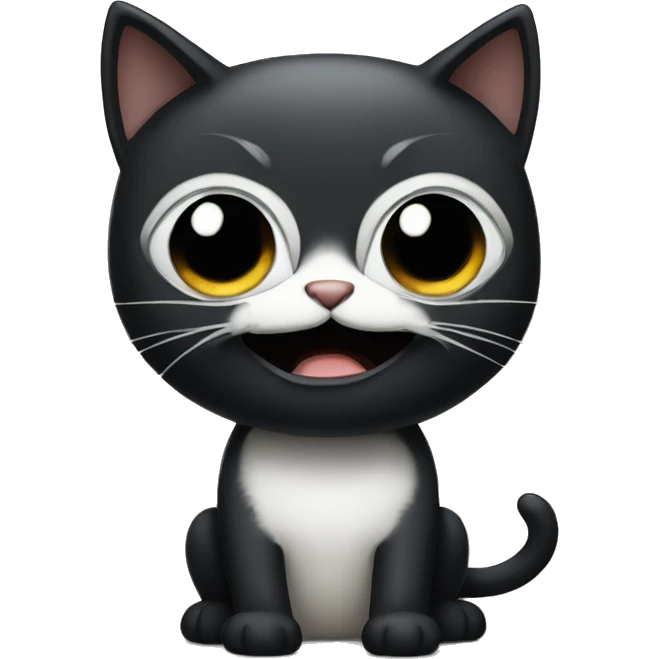 Black kitten with moustache angry  emoji