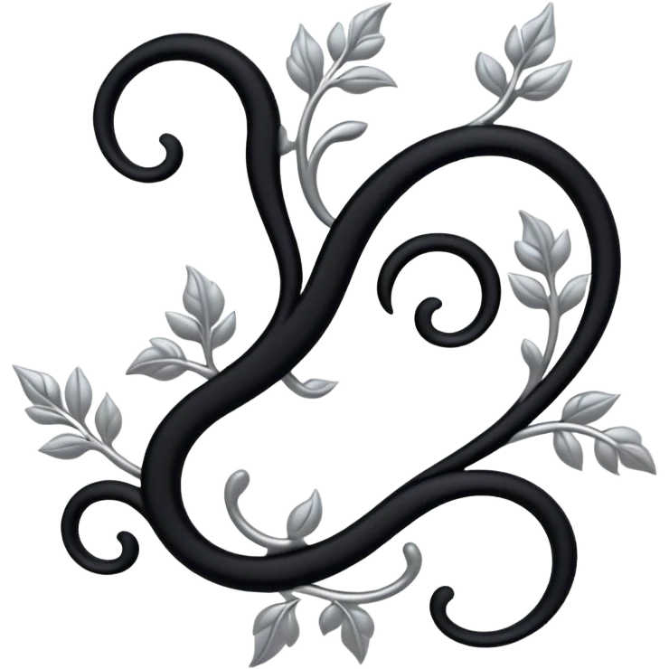 Black and silver filigree vine design, 3D, extremely detailed design emoji