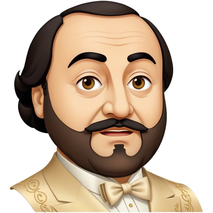 Cinematic Realistic Luciano Pavarotti Portrait Emoji, depicted as a charismatic operatic tenor with expressive eyes and commanding stage presence, rendered with rich elegant textures and warm theatrical lighting that captures his timeless vocal brilliance. emoji