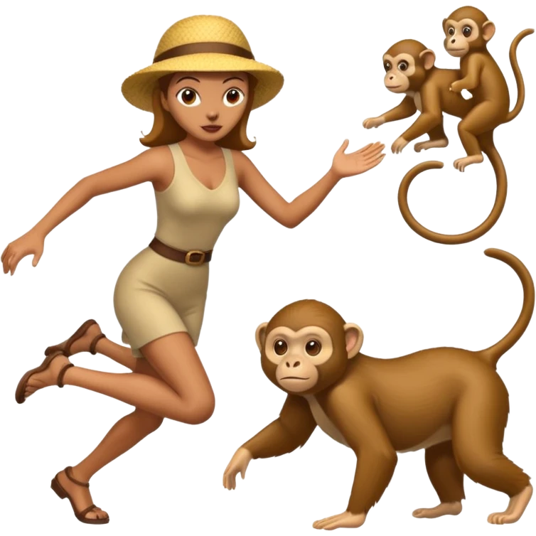 Lady chasing a monkey emoji