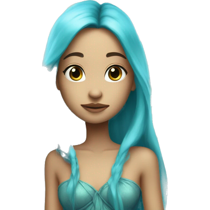 Beautiful, fairy, blue, turqoise, long hair, big wings emoji