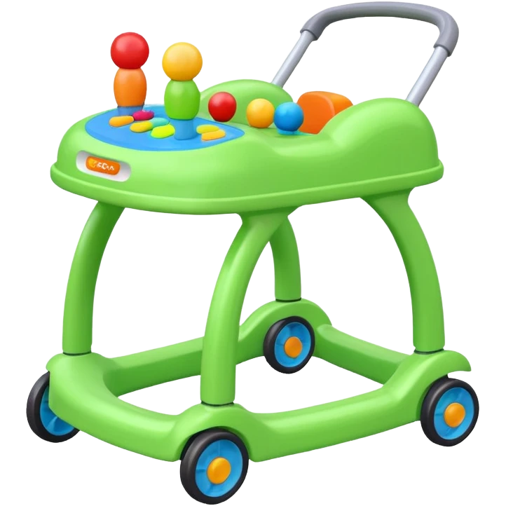 green baby walker with toys on it emoji