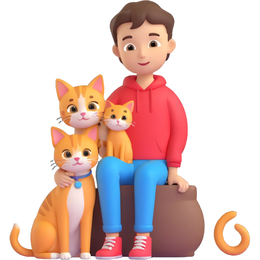 boy and cat pet emoji