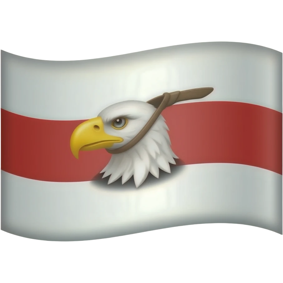 White on top red in The middle and white on The bottom and a ein in The middle emoji