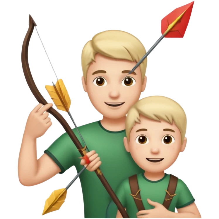 cheerful man with his kid and an arrow above the man's head emoji