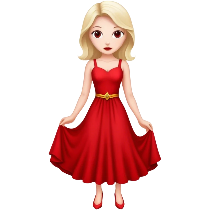 white conservative woman in full red dress emoji