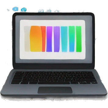 laptop with colorful text on the screen emoji