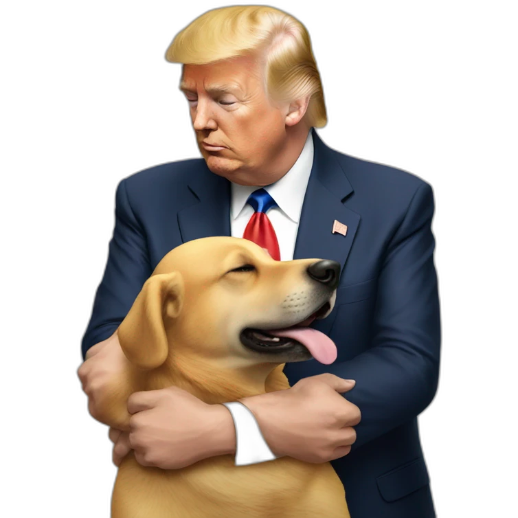 trump kissing a dog emoji