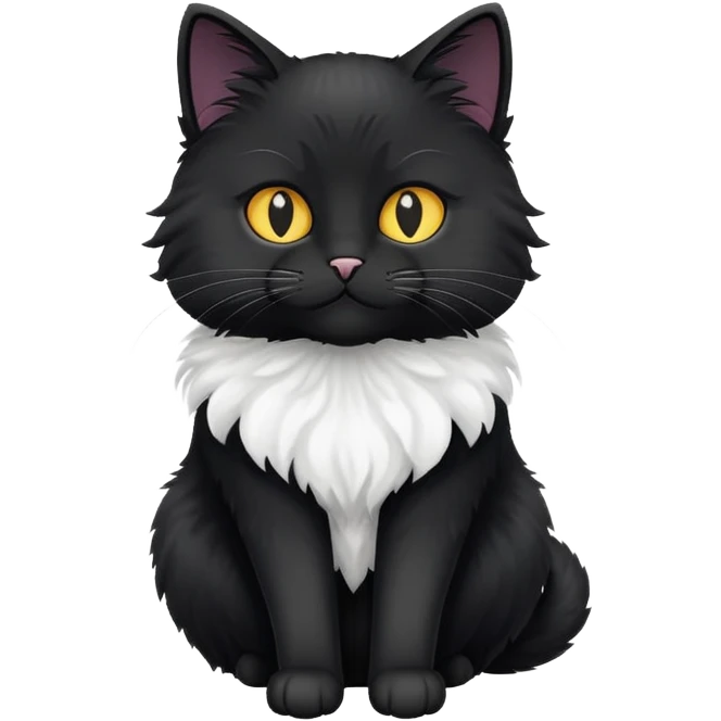 black cat with white bottom, sitting pose emoji