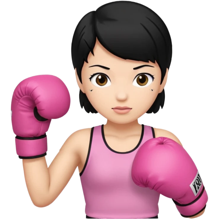 Black hair pink boxing emoji emoji