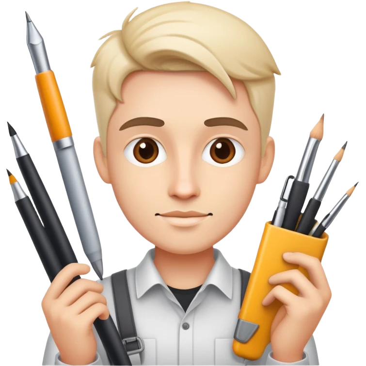 creative product designer with design tools emoji
