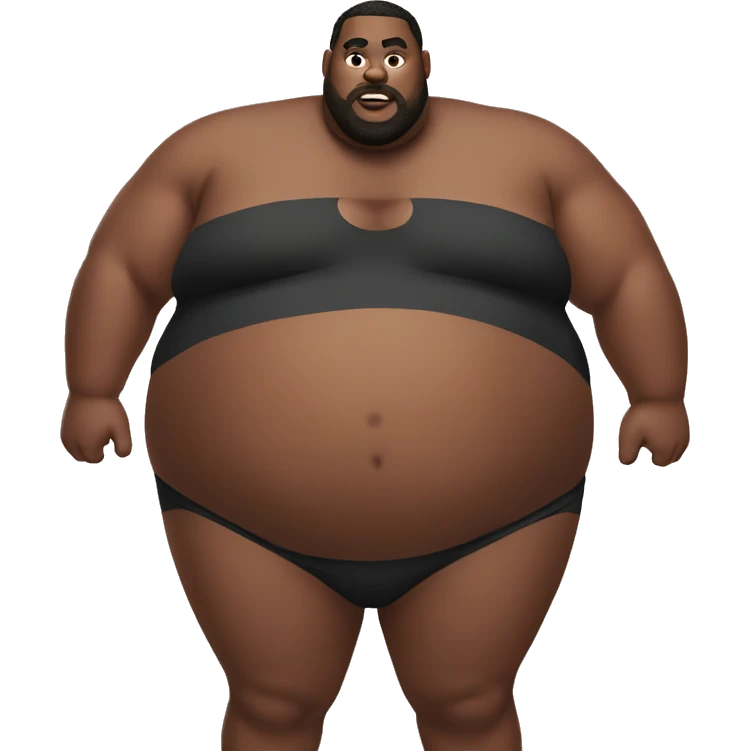 Blac Fat guy wear big swimsuit  emoji