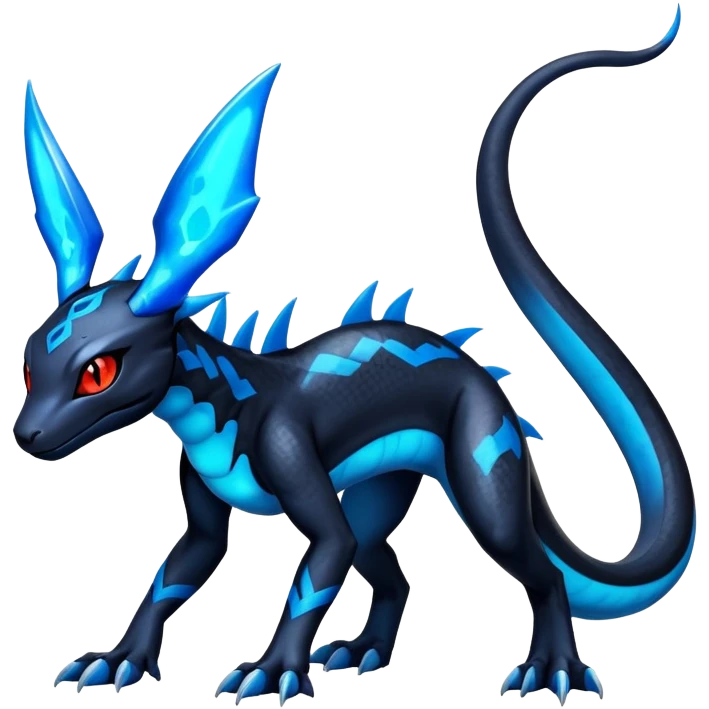 Shiny Exotic Guilmon-Salandit-Umbreon-Fakémon-hybrid-creature (full body)  emoji
