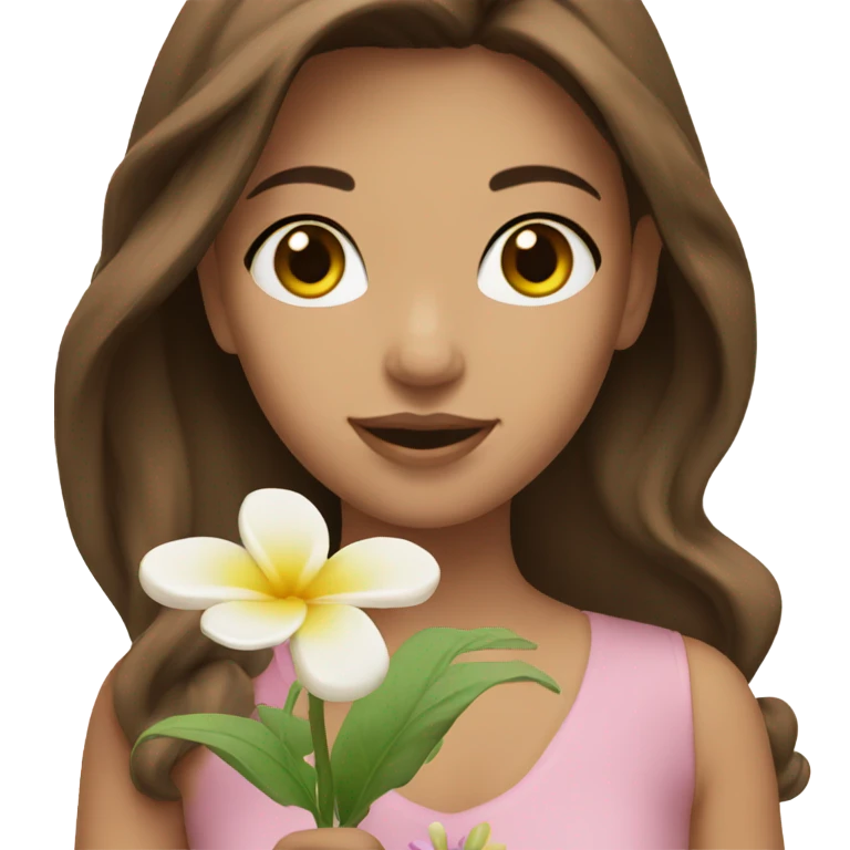 Brown hair model flower  emoji