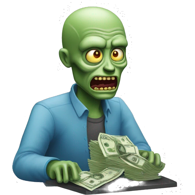 Un zombie contando dinero emoji