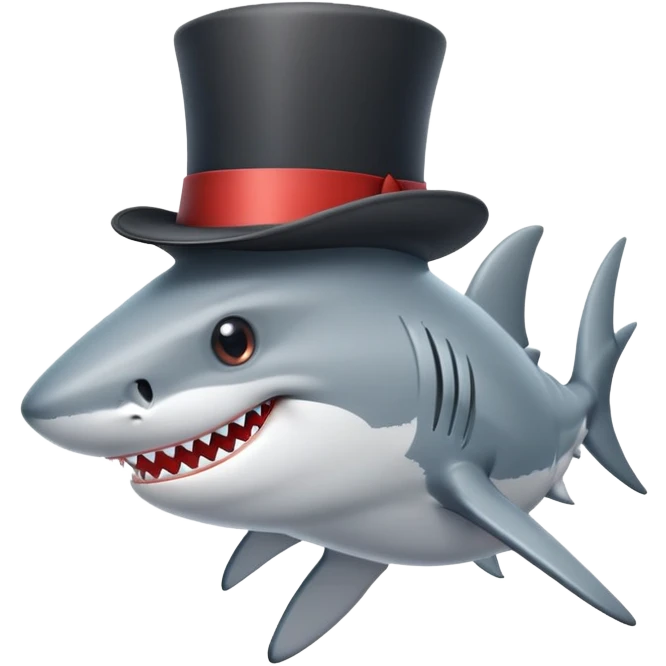 Shark with a top hat emoji