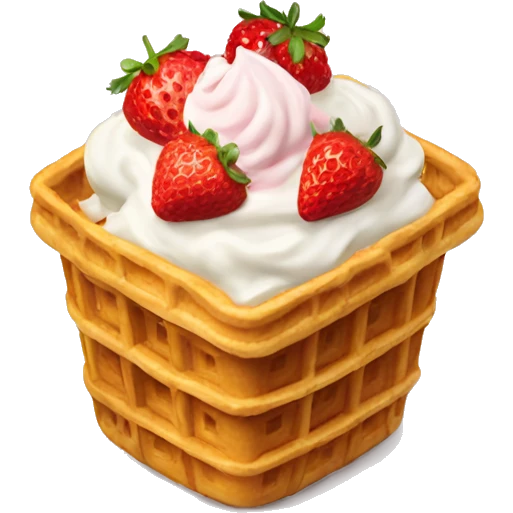waffle basket with strawberries and cream emoji