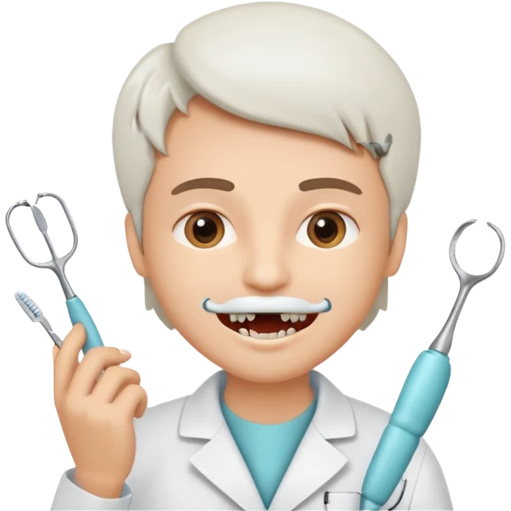 Dentist with patient teeth checkup  emoji