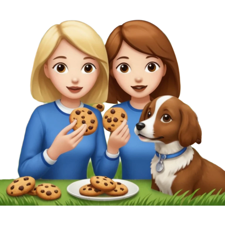 Ein Pferd ein Hund zwei Frauen essen Kekse  emoji