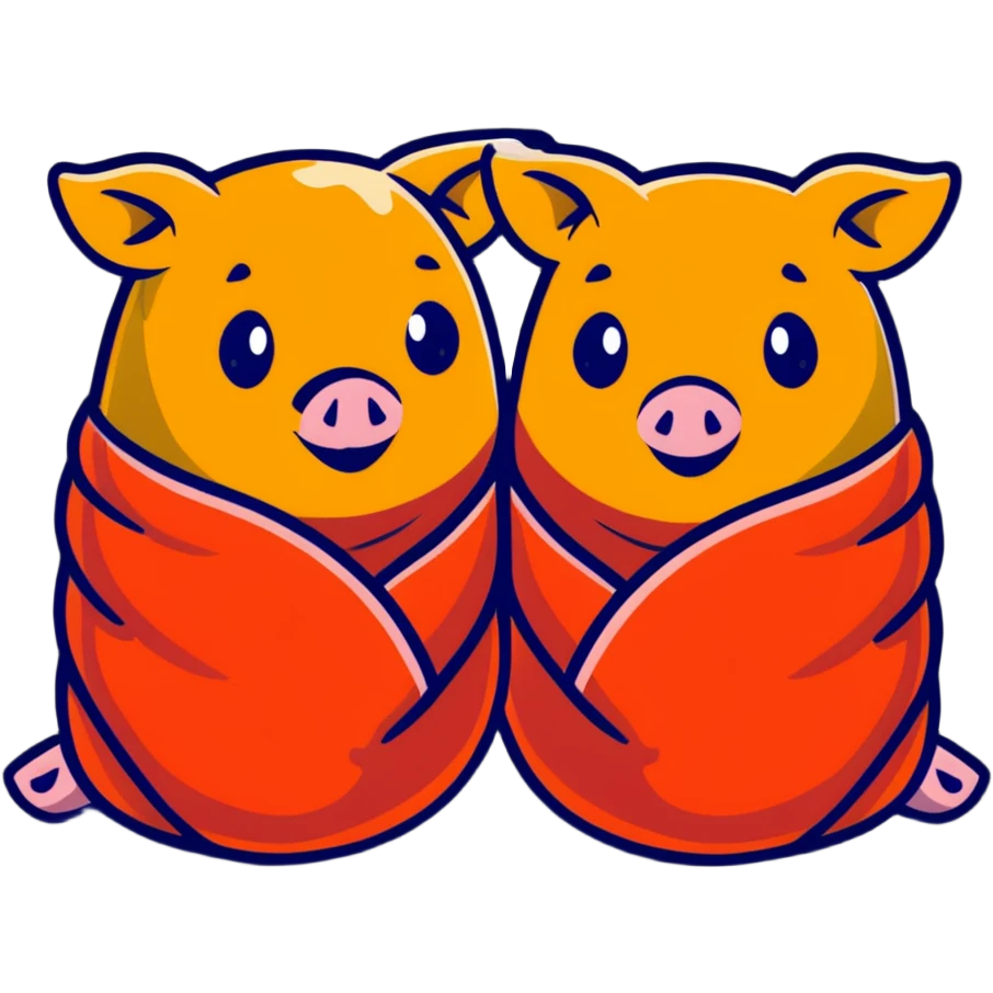delicious pigs in a blanket appetizer with a cute face emoji