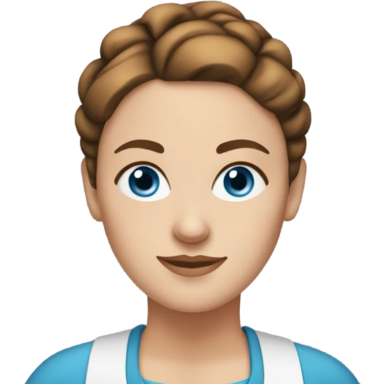 a white woman with blue eyes and brown hair in a bun. She is a dietician emoji