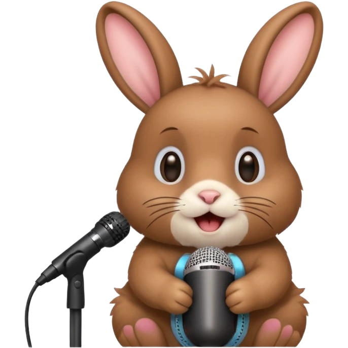 brown bunnie singing to mic emoji