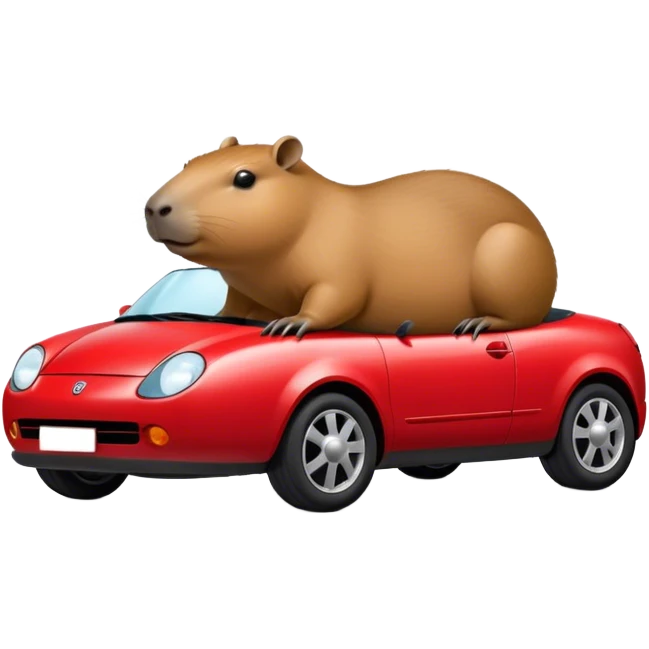 Capybara with a mini red car on top of its head emoji