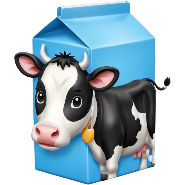 Milk Carton with cute black and white cow on it emoji
