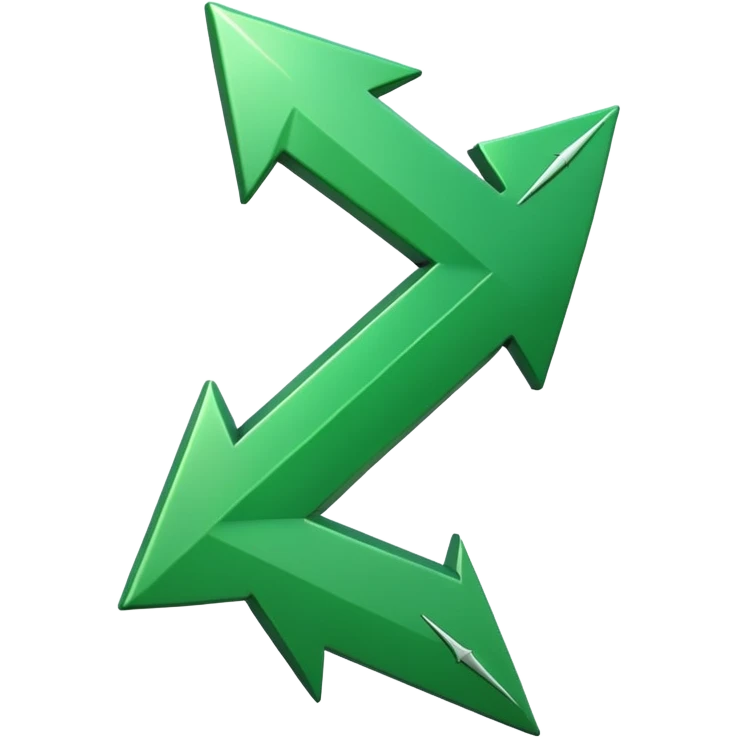 iOS-style 3D emoji: glossy green arrow pointing upward. emoji