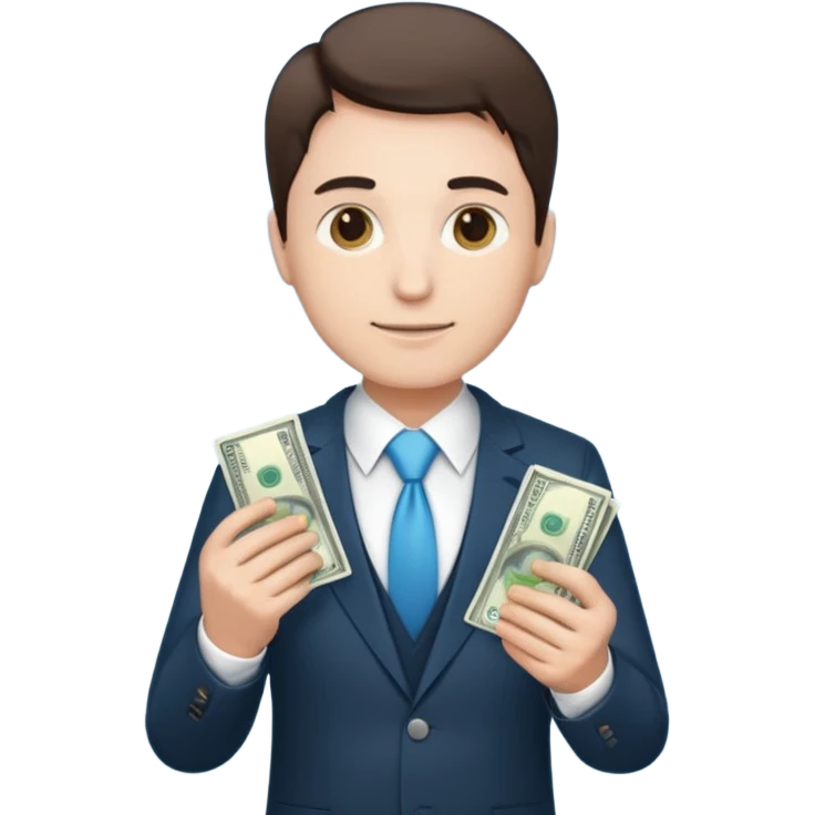 CEO with money in his hands donating to hospital emoji