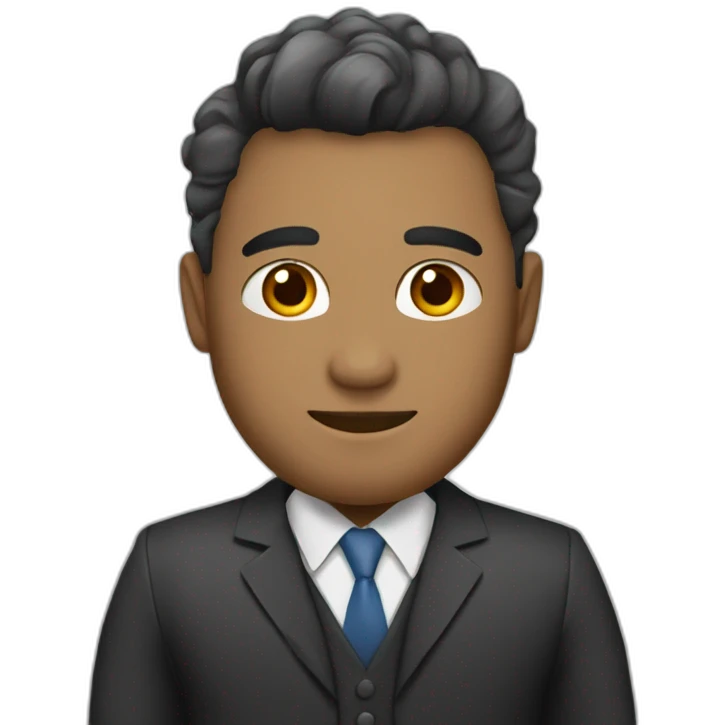 Persona con traje elegante escribiend en su rtatl emoji