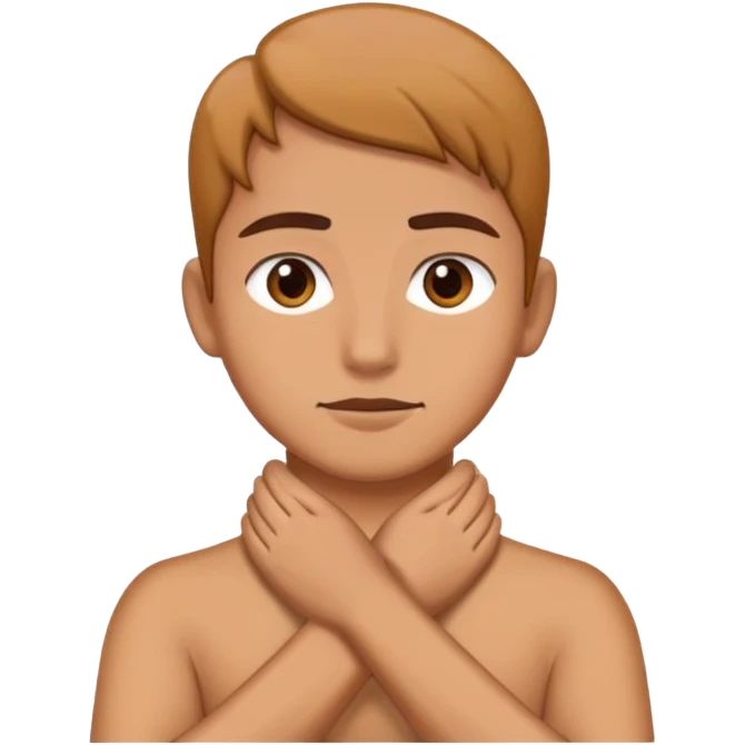 A person with their hands crossed around their neck emoji