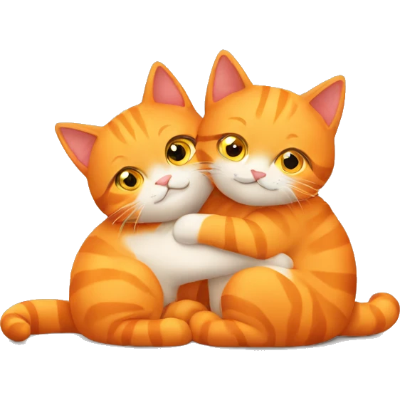 Two orange cats hugging  emoji