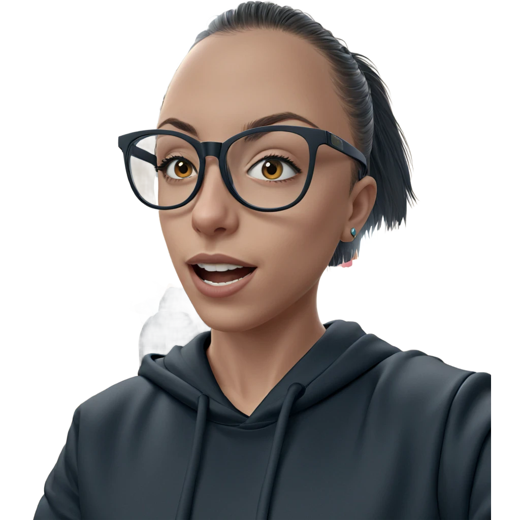 girl in black hoodie indoors emoji