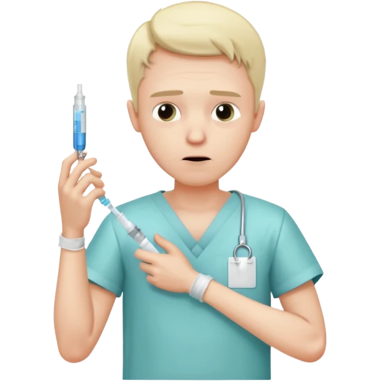 sick man getting syringe shot arm emoji