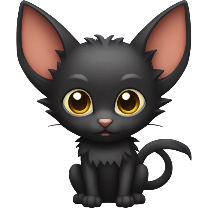 Black-Vampire-Batty-Lykoi-Cat-Fakémon-Cat With Bat-wings for ears emoji