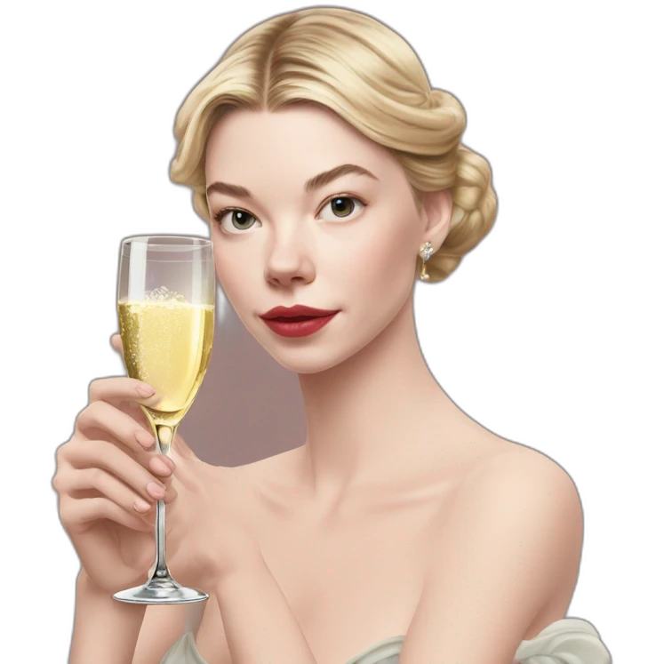 Anya Taylor-Joy holds glass of champagne emoji