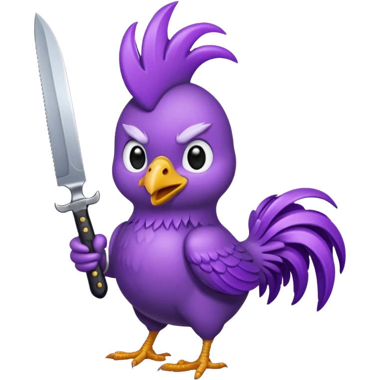 purple chicken holding knive emoji