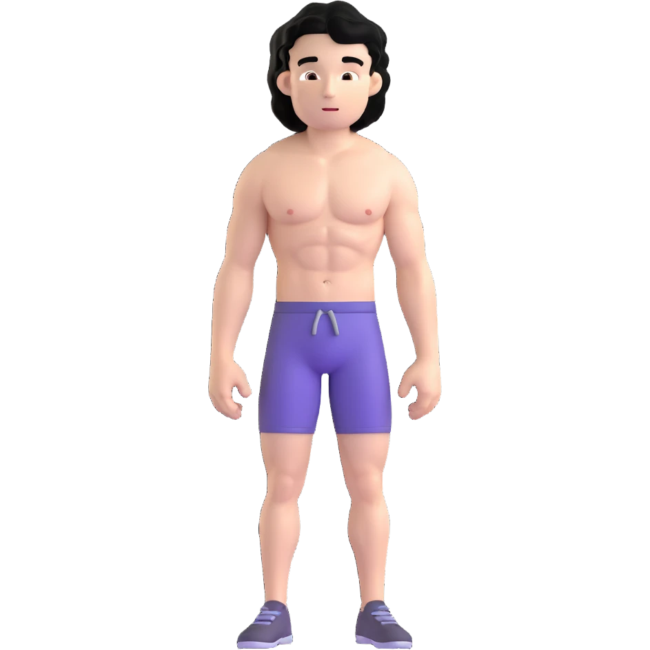shirtless male athlete with white skin and curly black hair emoji