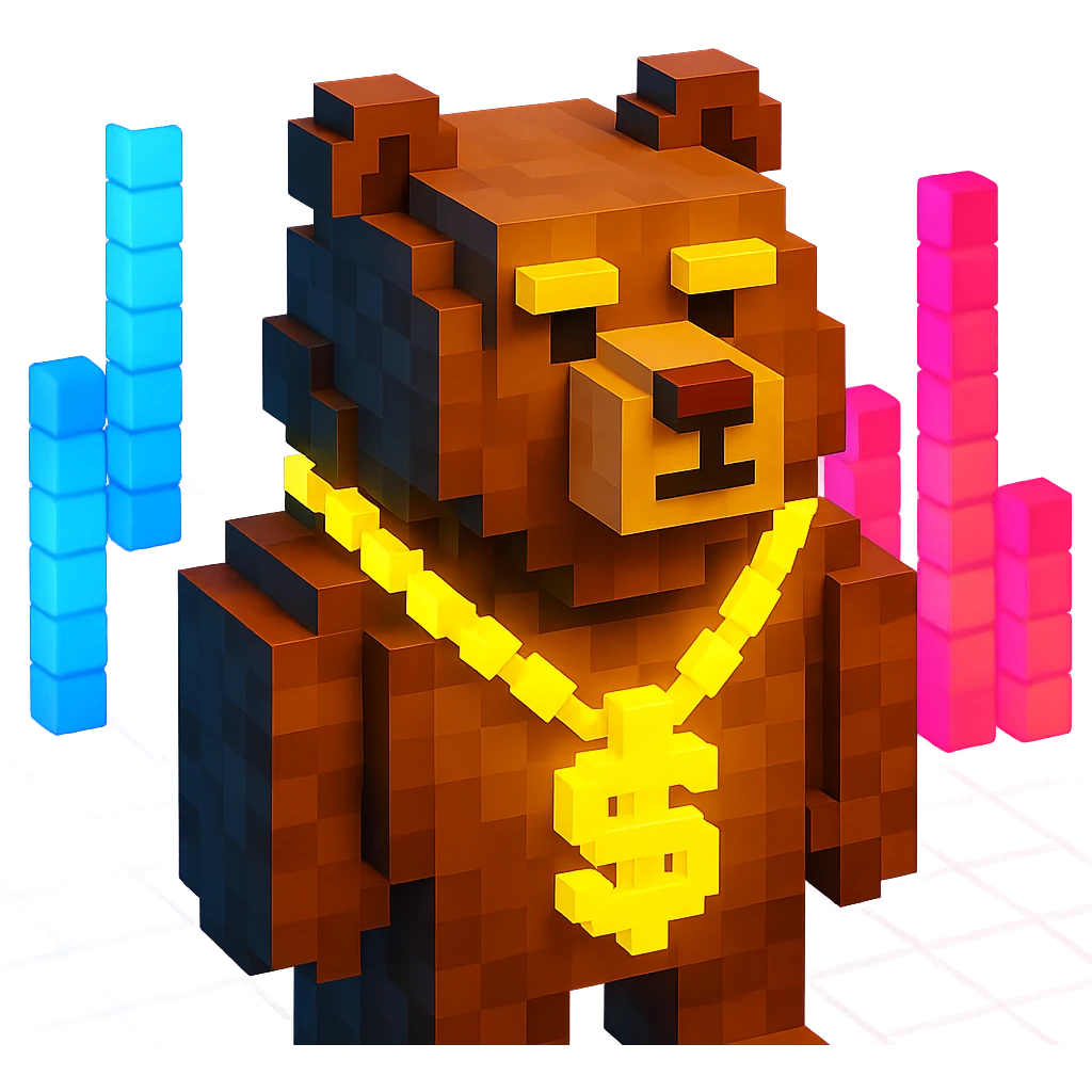 Russian grizzly bear with a glowing rapper chain, nightclub setting emoji
