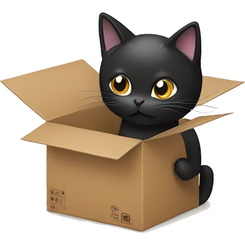 Black cat eating a cardboard box emoji