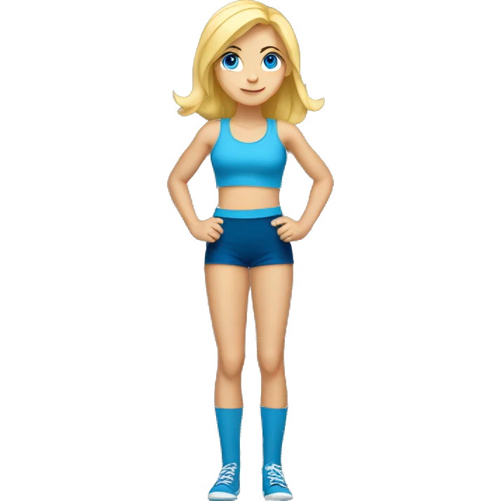 blonde blue eyed girl flexing full body emoji