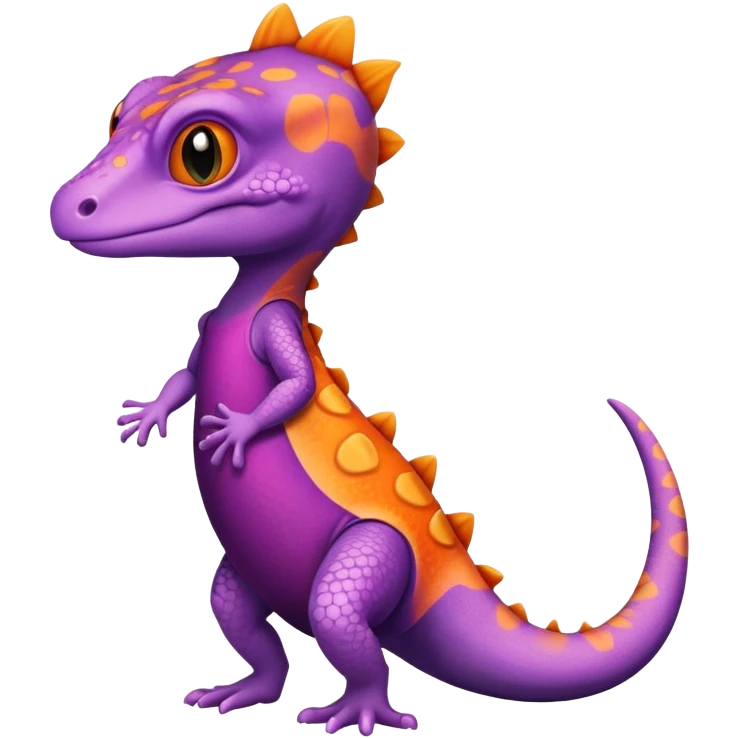 Gecko color purple and orange wearing a dress emoji