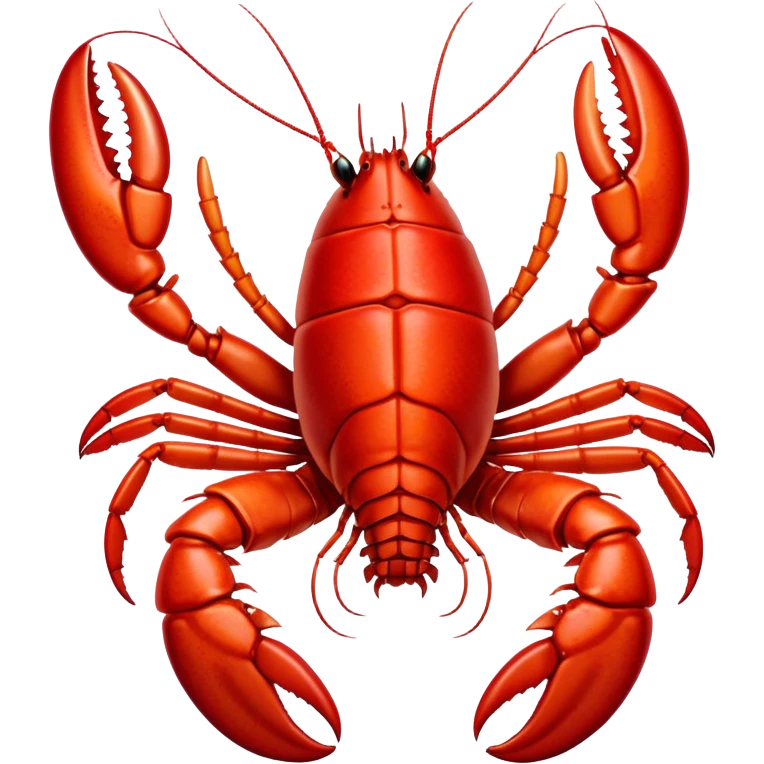 Cinematic bright red rock lobster, detailed hard shell, claws slightly open, freshly cooked, warm glowing tones, rich and indulgent. emoji