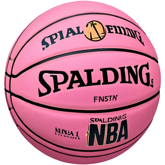 minimalist pink Spalding basketball with simple NBA logo, subtle colorful details, clean design emoji